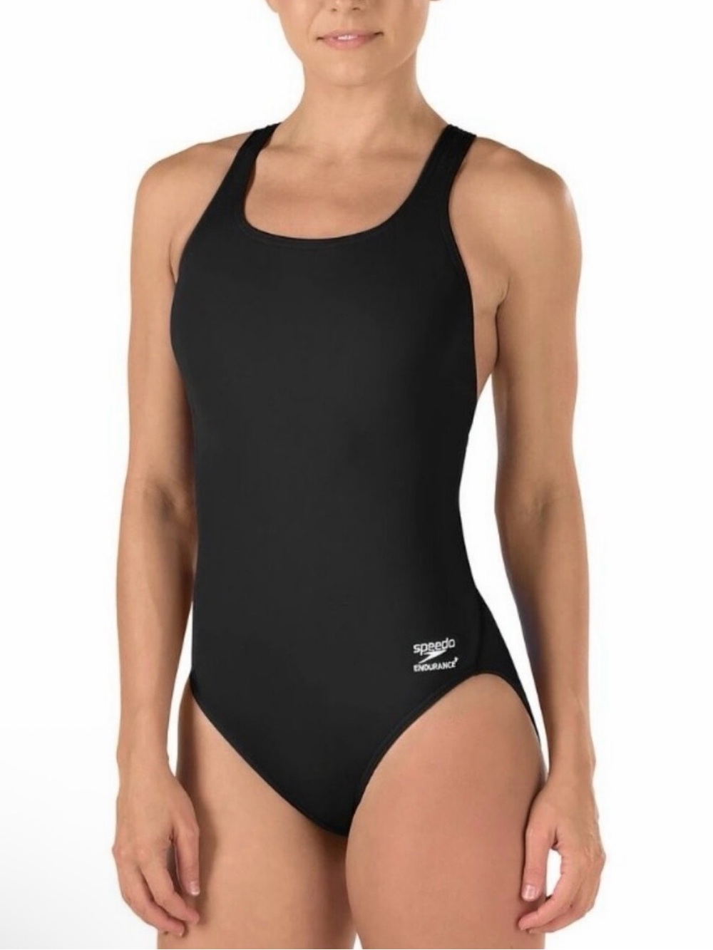Speedo Black Classic Racerback One-Piece Swimsuit. Size:10